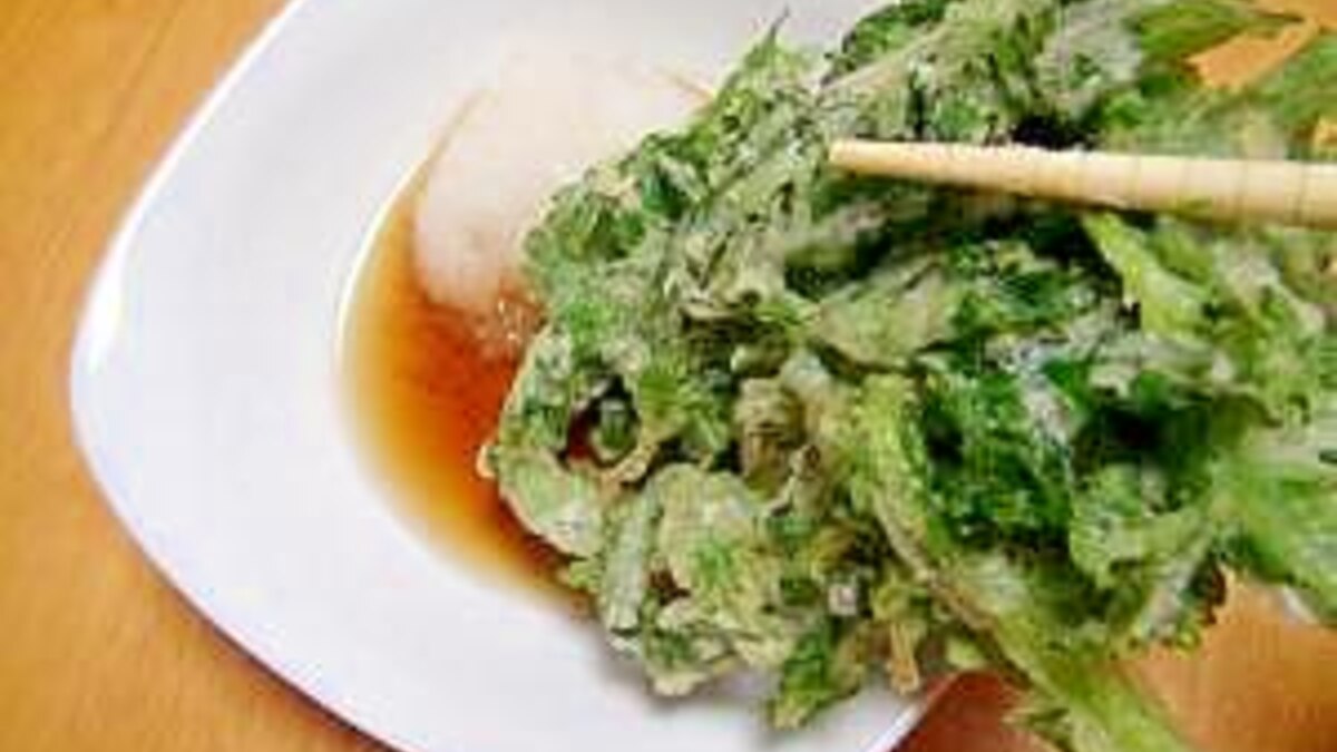 べちゃべちゃにならない 春菊の天ぷら レシピ 作り方 By Lukママ 楽天レシピ